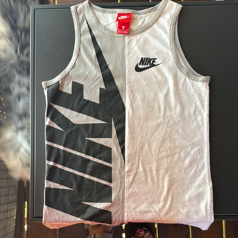 Nike Black and Gray Graphic Tank Top